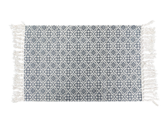 Boho Blue Diamond Layering Rug – Lightweight Fringed Mat for Entryway, Indoor/Outdoor Porch or Kitchen Decor