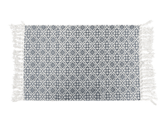 Boho Blue Diamond Layering Rug – Lightweight Fringed Mat for Entryway, Indoor/Outdoor Porch or Kitchen Decor