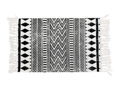Black Chevron Tribal Layering Rug – Geometric Striped Accent Mat with Fringe for Entryway or Porch