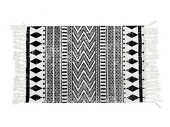 Black Chevron Tribal Layering Rug – Geometric Striped Accent Mat with Fringe for Entryway or Porch