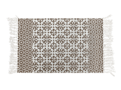Brown Mandala Floral Layering Rug – Boho Fringed Mat for Rustic Porch, Entryway, or Indoor Use
