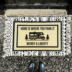 Personalized Camping Doormat - Custom RV Door Mat - SAND