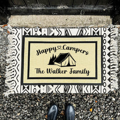 Happy Campers Camping Door Mat - Weatherproof Doormat - SAND