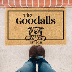 Staffordshire Bull Terroir & Personalised Family Name - Doormat