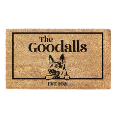 German Shepherd & Personalised Family Name - Doormat