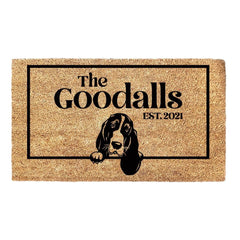 Basset Hound & Personalised Family Name - Doormat