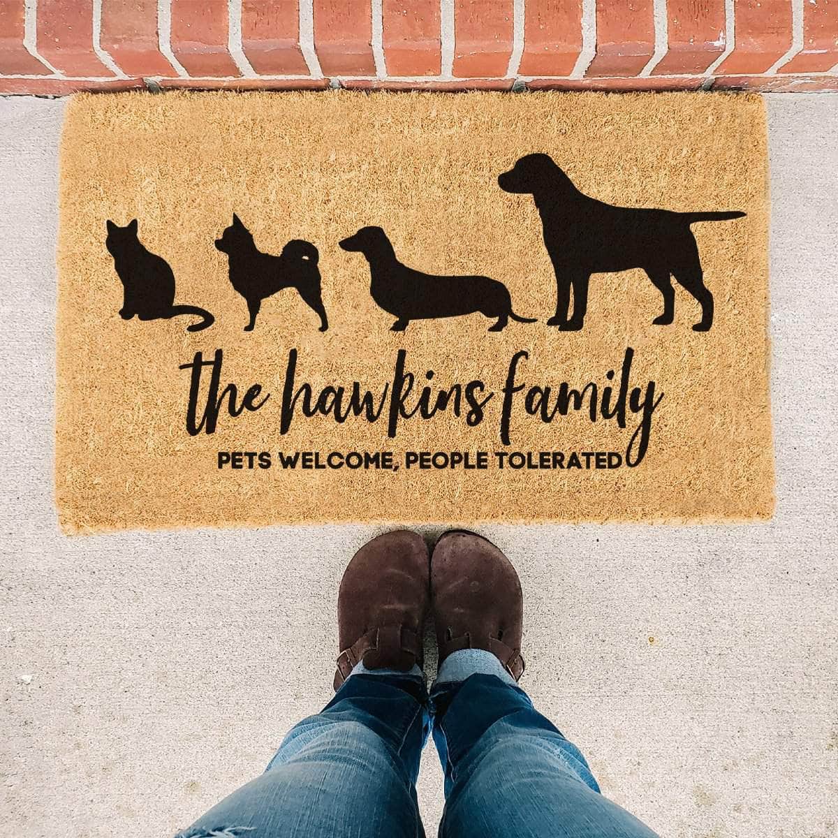 Personalised Family Name and Pet Breeds Doormat
