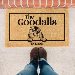 Great Dane & Personalised Family Name - Doormat