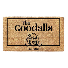 Golden Doodle & Personalised Family Name - Doormat