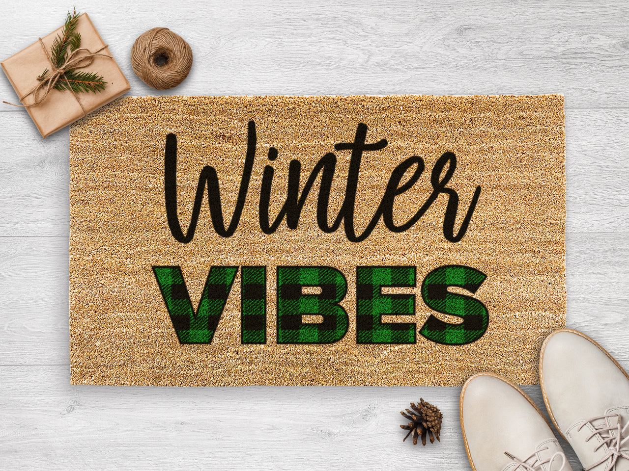 Winter Vibes Doormat - Holiday Doormat - Christmas Door Mat - New Home Gift