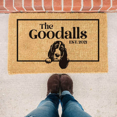 Basset Hound & Personalised Family Name - Doormat