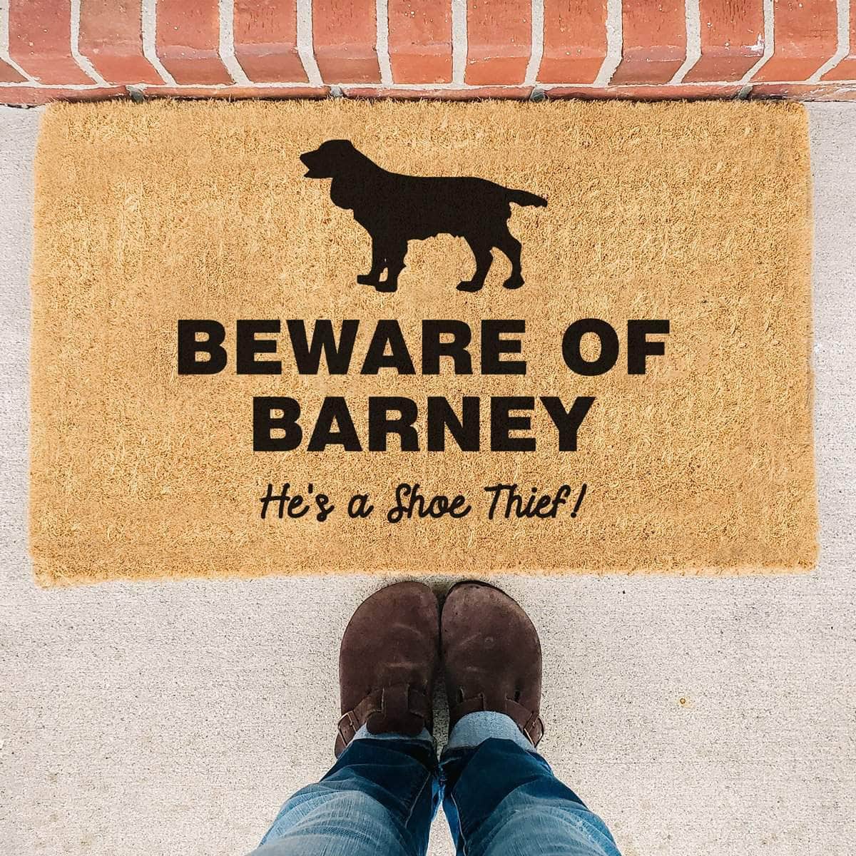 Beware of Dog Personalised Dog Name - Doormat
