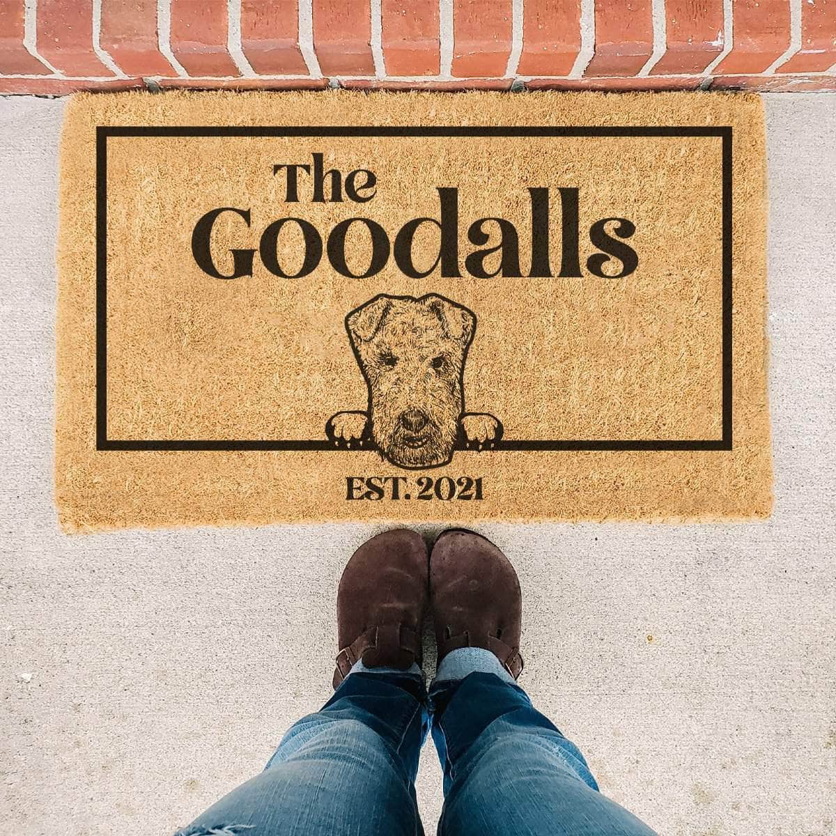 Airedale Terrier & Personalised Family Name - Doormat
