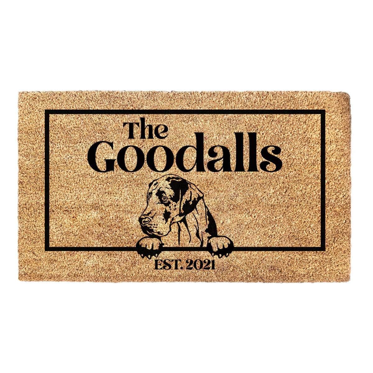 Great Dane & Personalised Family Name - Doormat
