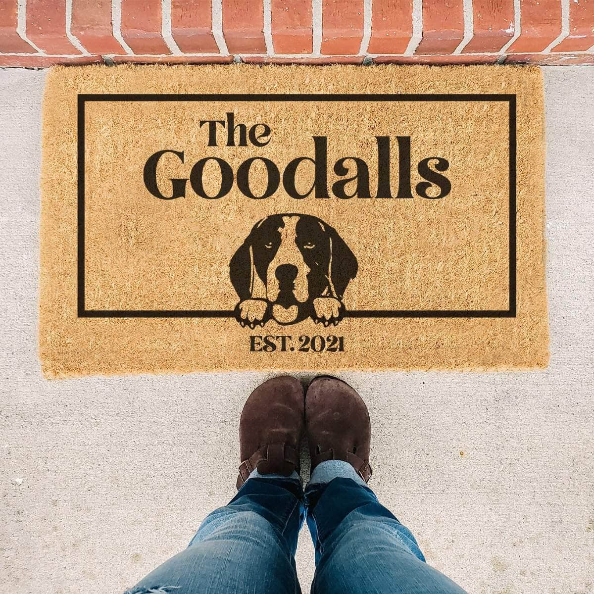 Beagle & Personalised Family Name - Doormat
