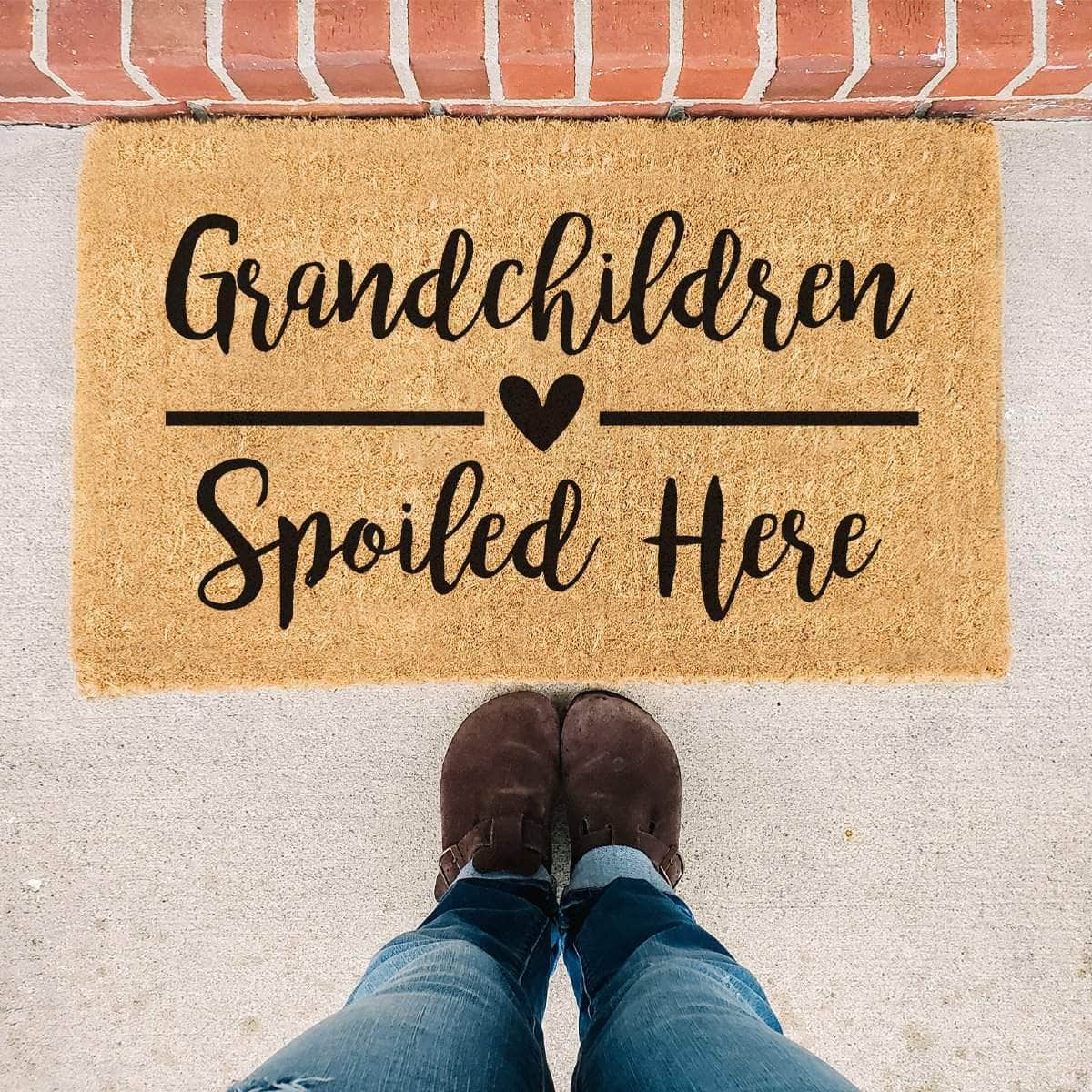 Grandchildren Spoiled Here - Heart Doormat