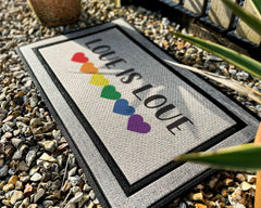 Love Is Love Rainbow Heart Doormat - Gay Pride - LGBTQ - Customised Rug