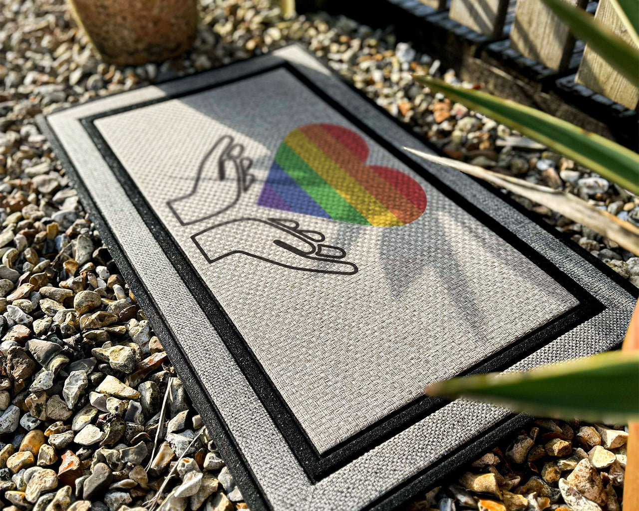 Hands Holding Rainbow Heart - LGBTQ Doormat