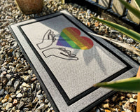 Thumbnail for Hands Holding Rainbow Heart - LGBTQ Doormat