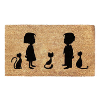 Thumbnail for Cartoon Kids and Cats Doormat - Family Doormat
