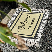 Thumbnail for Welcome Doormat - Welcome Family Name All Weather Rug - SAND