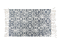 Thumbnail for Boho Blue Diamond Layering Rug – Lightweight Fringed Mat for Entryway, Indoor/Outdoor Porch or Kitchen Decor