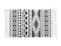 Thumbnail for Black and White Layering Rug – Boho Tribal Geometric Fringe Mat for Porch, Entryway, or Living Room Decor