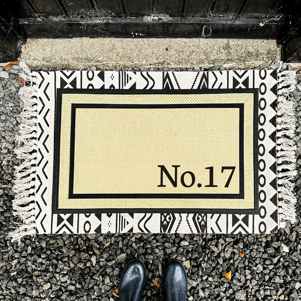 Personalized House Number Door Mat - Custom Family Home Doormat - SAND
