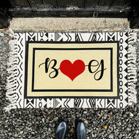 Thumbnail for Personalized Initial Red Heart Door Mat - Home Decor - SAND