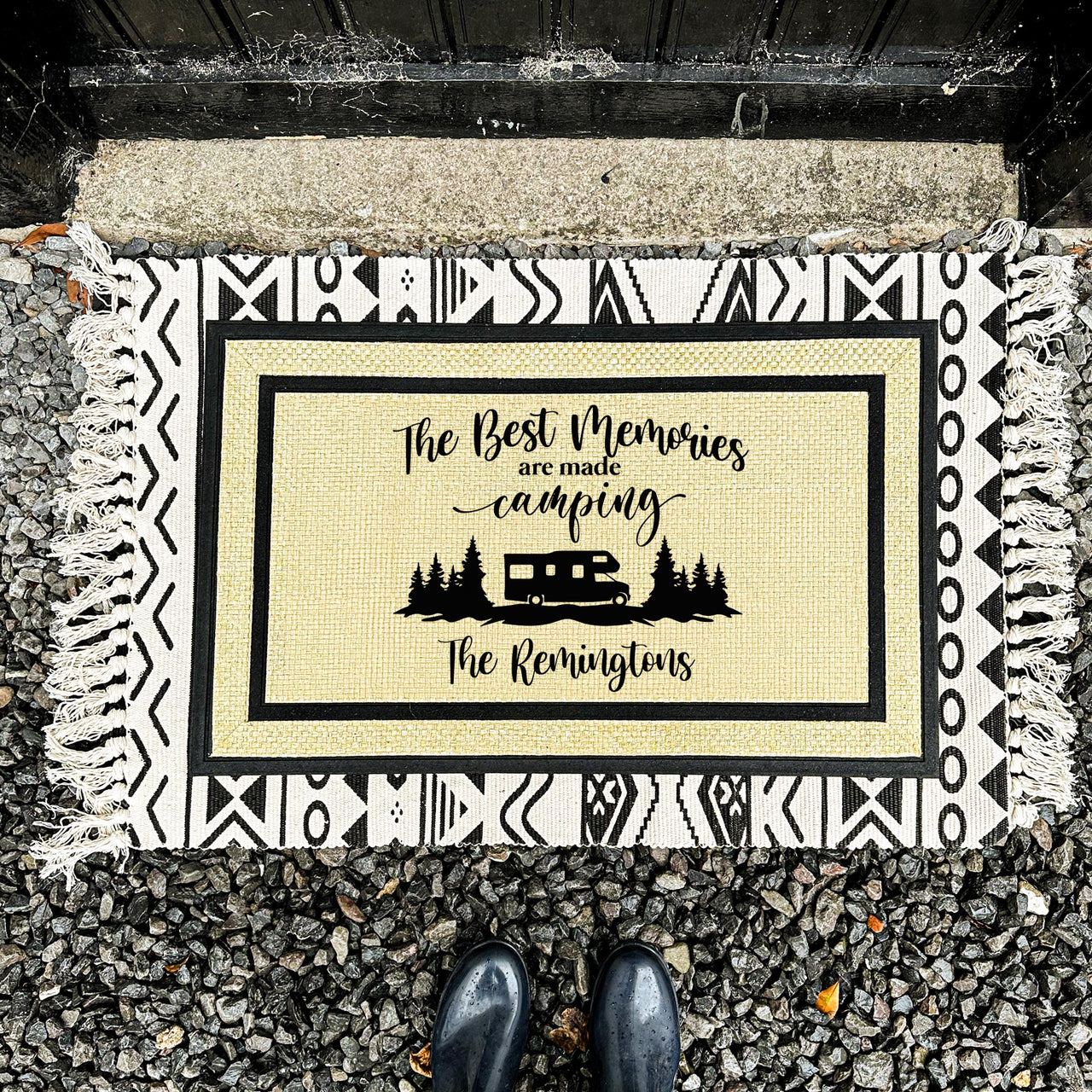 Custom Camping Doormat - All Weather Rug - Camper Furniture - SAND