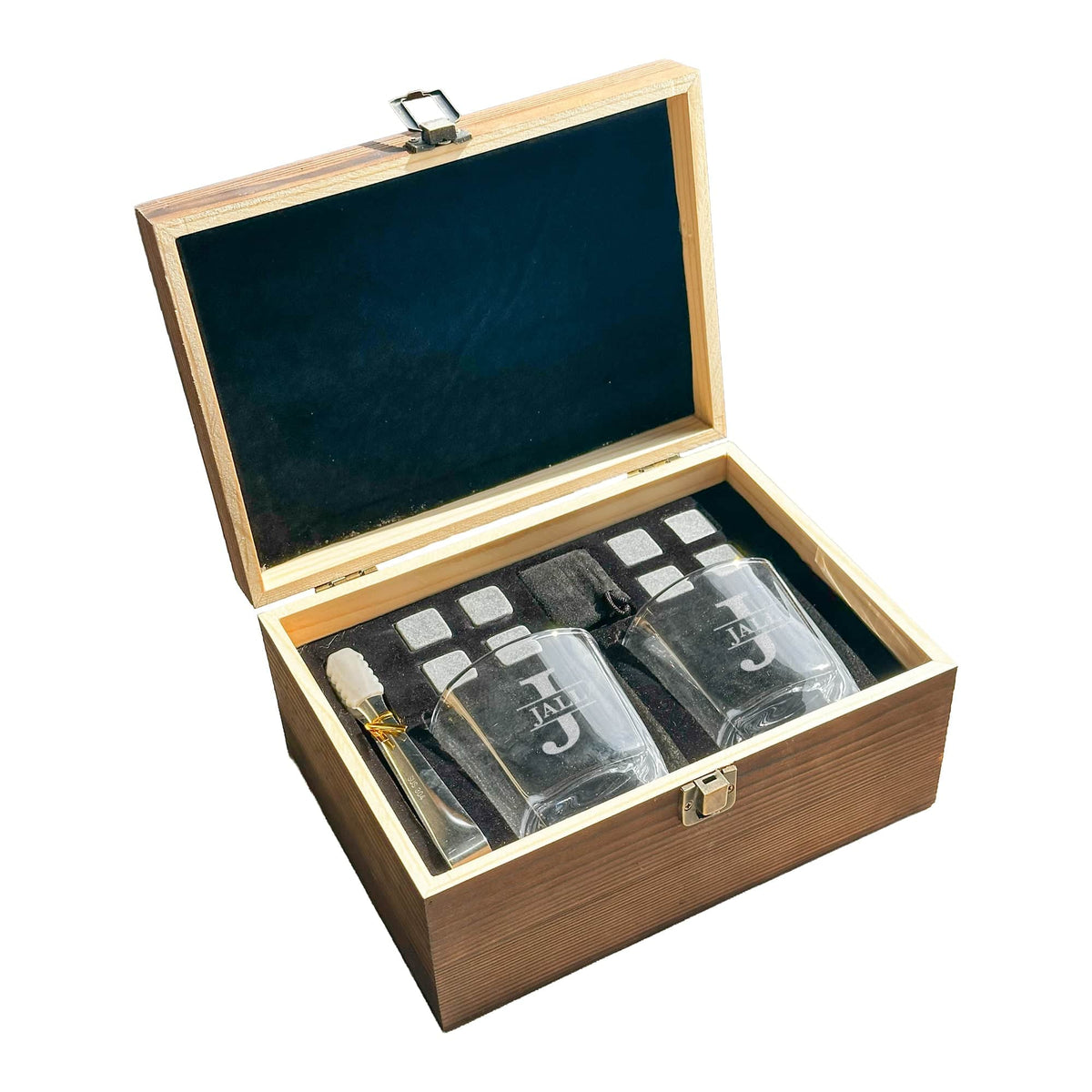 Custom Engraved Whiskey Box & Glass Set