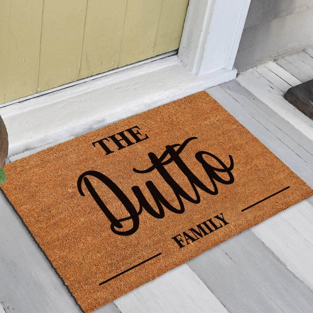 Personalized Coir Doormat With Family Name - Custom Door Mat