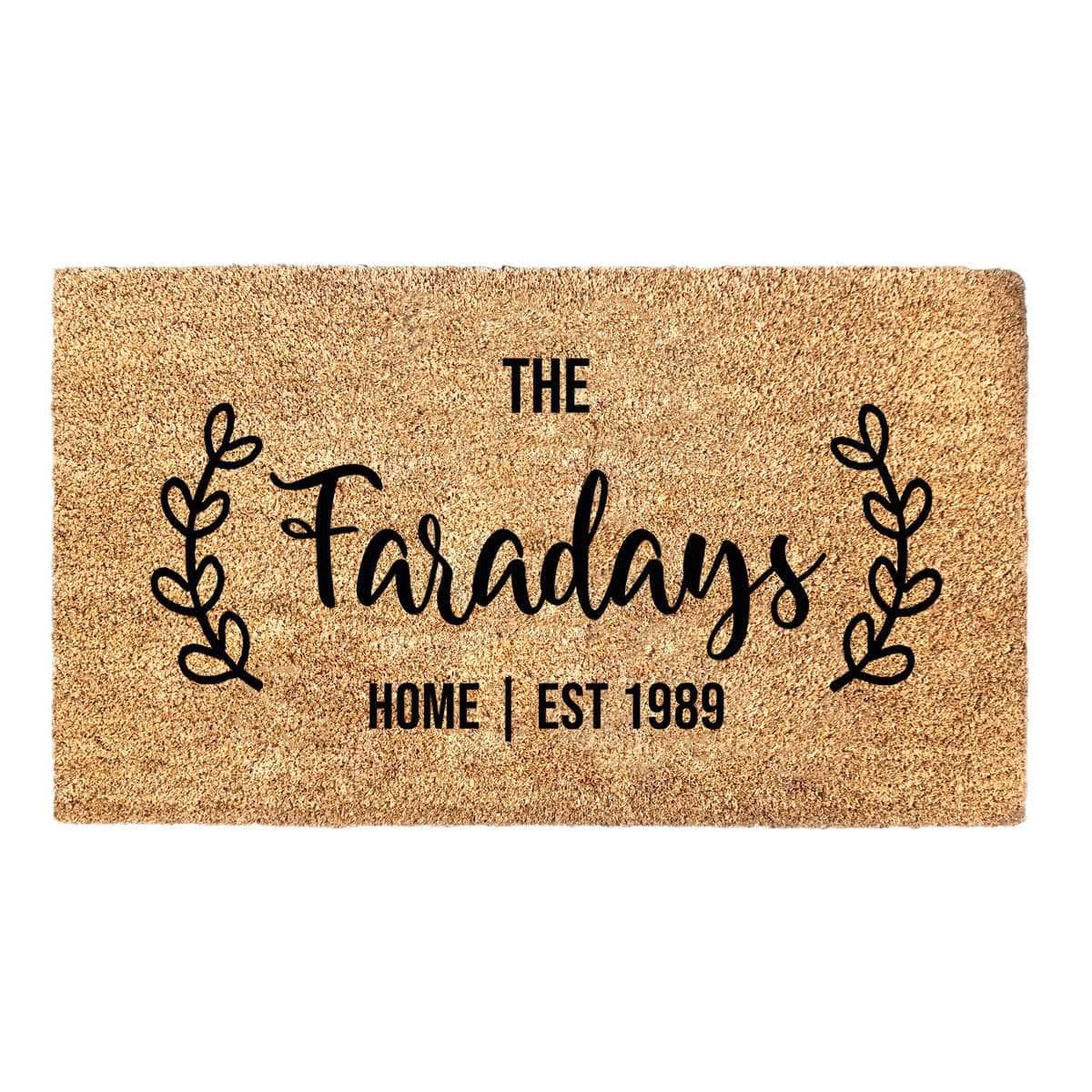 Personalized Family Name Mat With Est Date Doormat