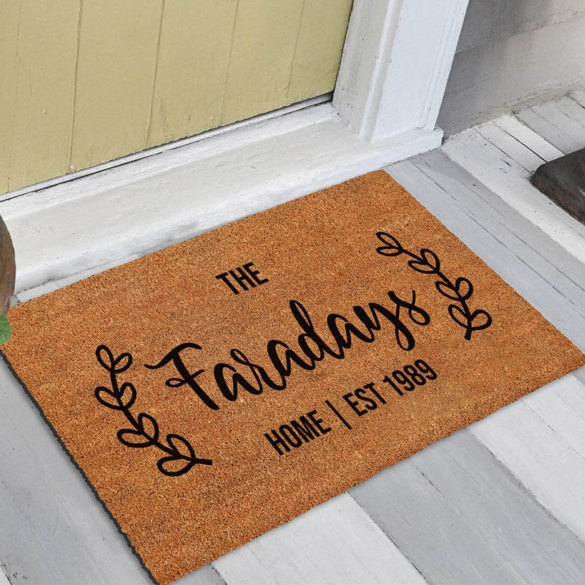 Personalized Family Name Mat With Est Date Doormat