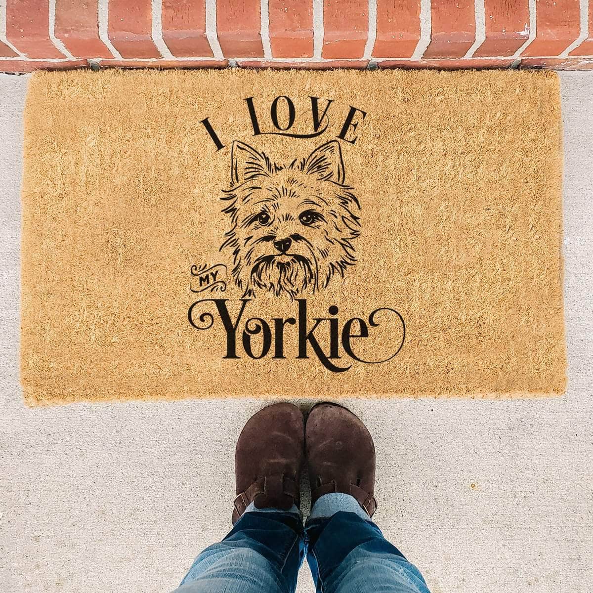 I Love My Yorkie - Doormat