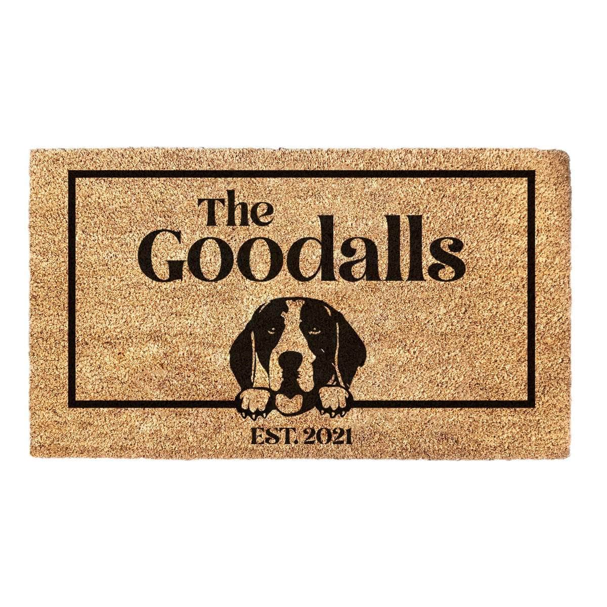 Beagle & Personalised Family Name - Doormat