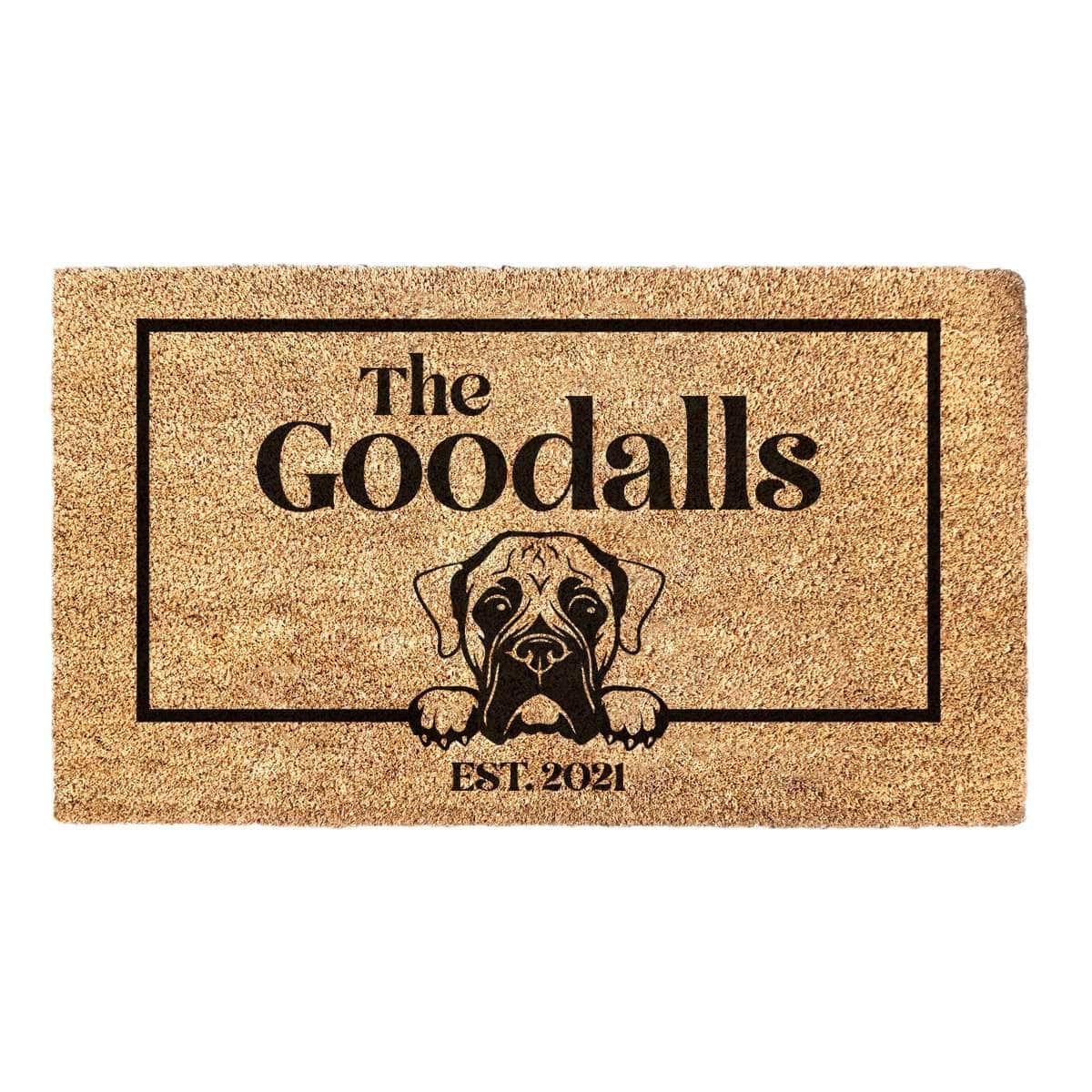 Boxer & Personalised Family Name - Doormat