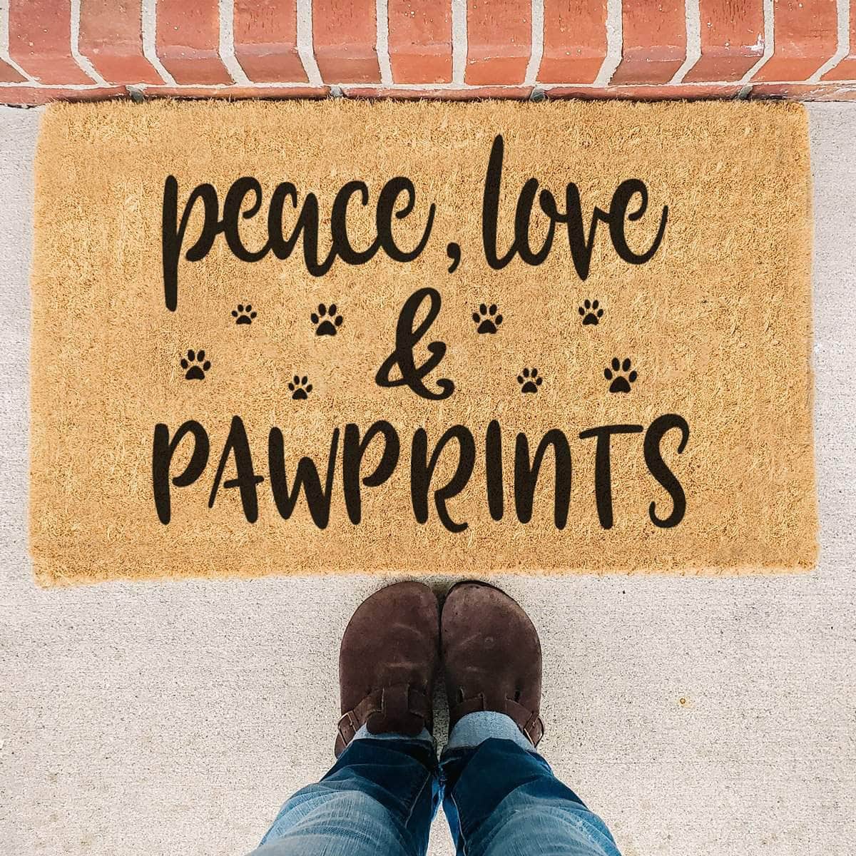 Peace, Love and Paw Prints - Doormat