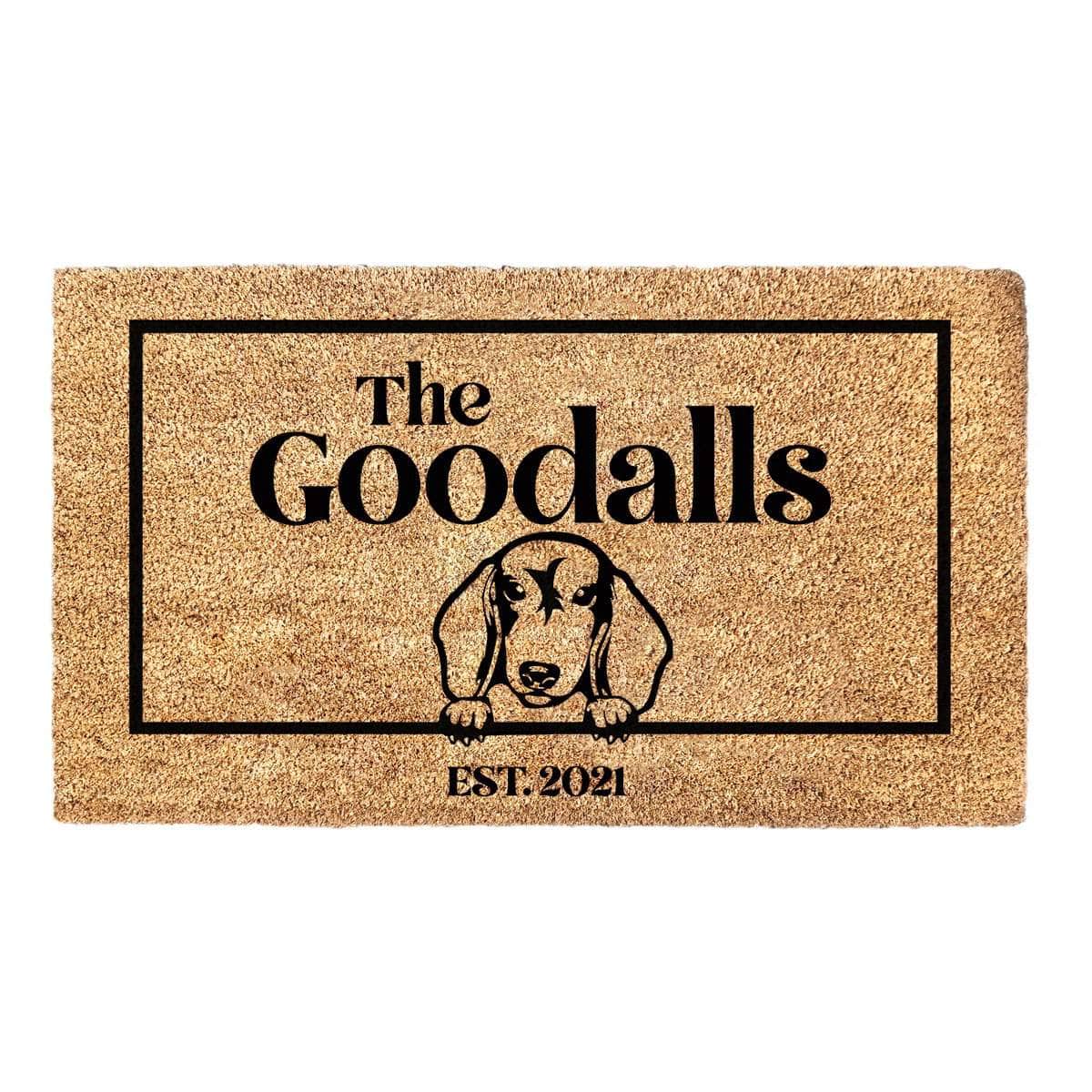 Dachshund & Personalised Family Name - Doormat