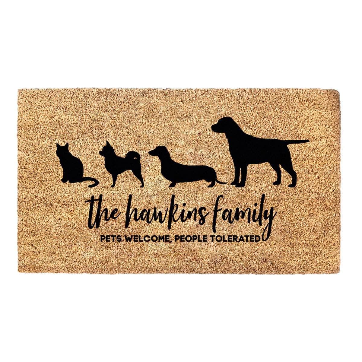 Personalised Family Name and Pet Breeds Doormat