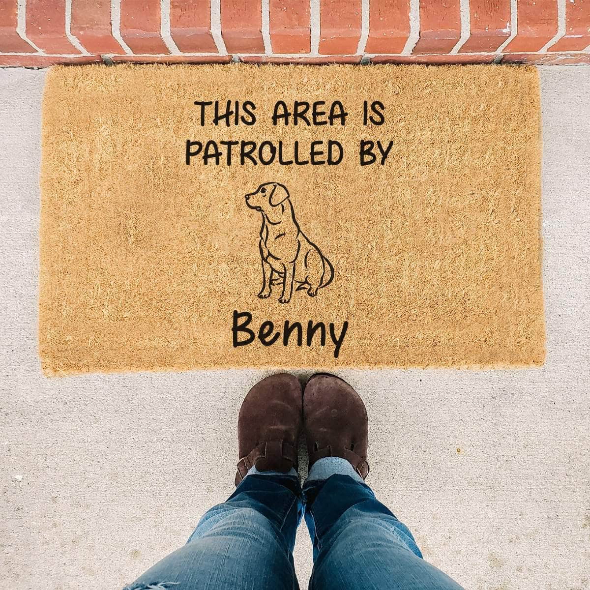 This Area is Patrolled by Custom Pet Name - Doormat