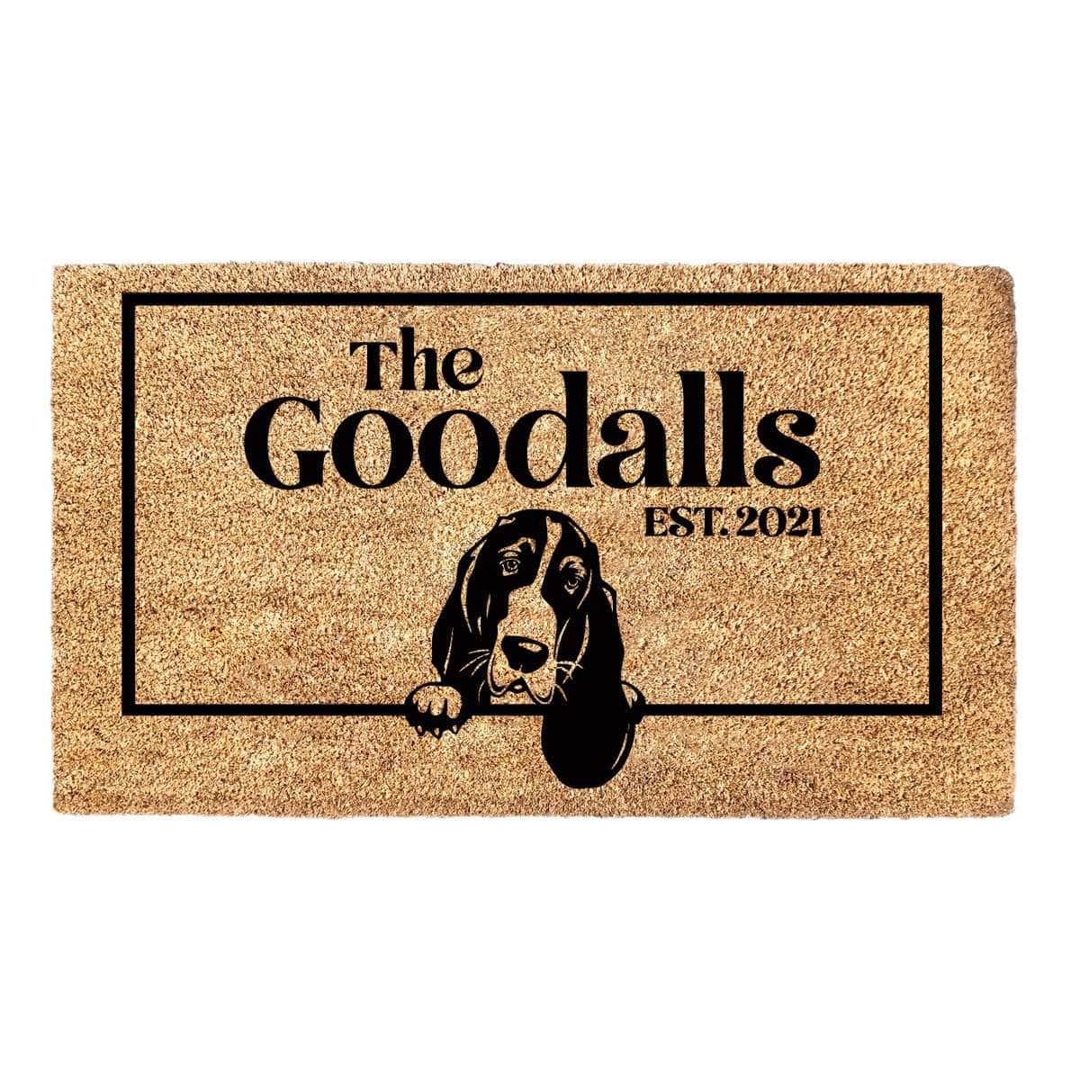 Basset Hound & Personalised Family Name - Doormat