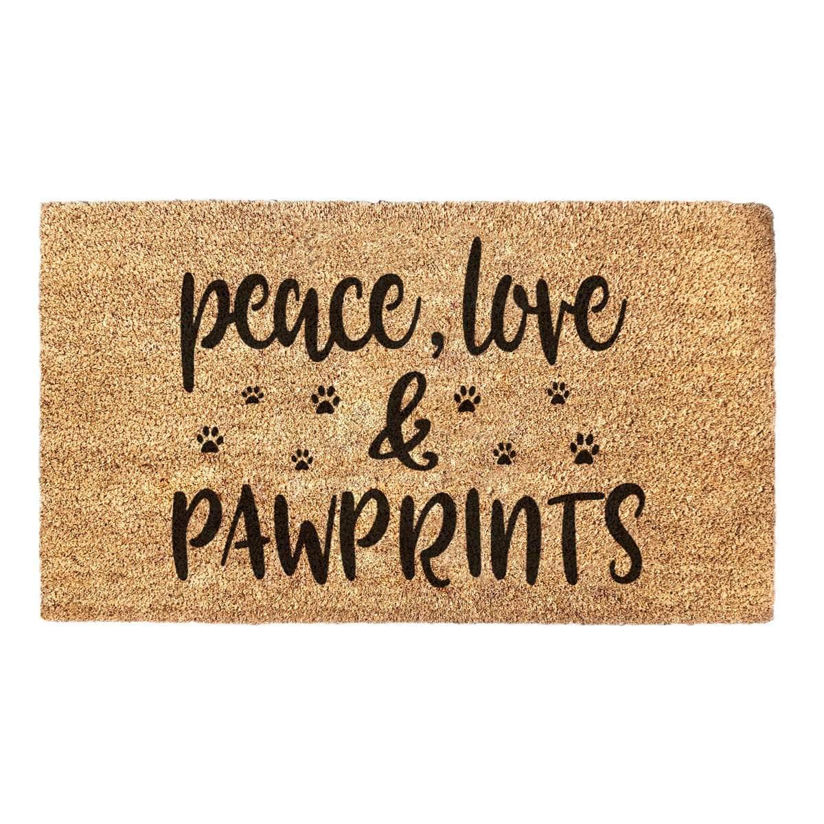 Peace, Love and Paw Prints - Doormat