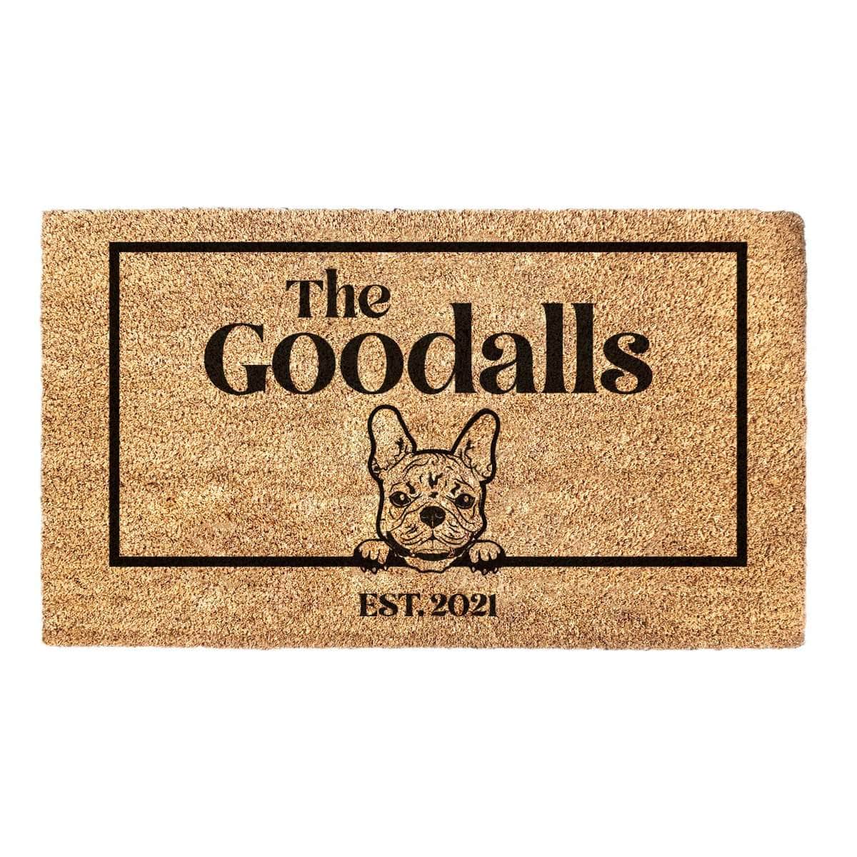French Bulldog & Personalised Family Name - Doormat