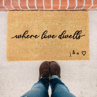 Thumbnail for Where Love Dwells - Personalized Initials Doormat