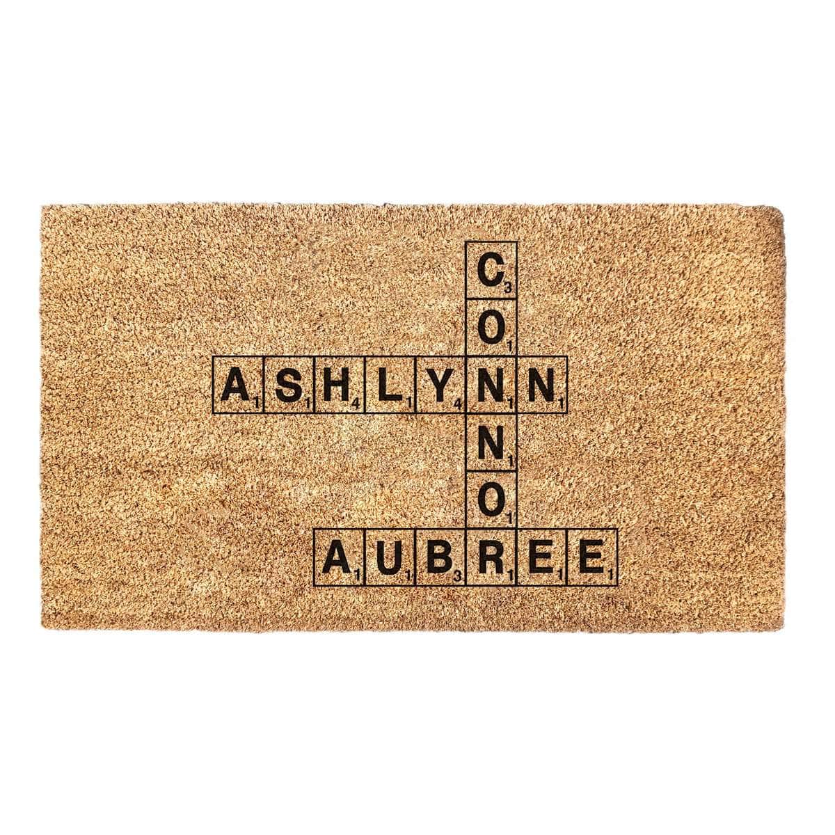 Scrabble Tiles Custom Family Name Doormat