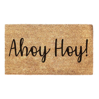 Thumbnail for coir door mat with 'ahoy hoy!' printed on it.