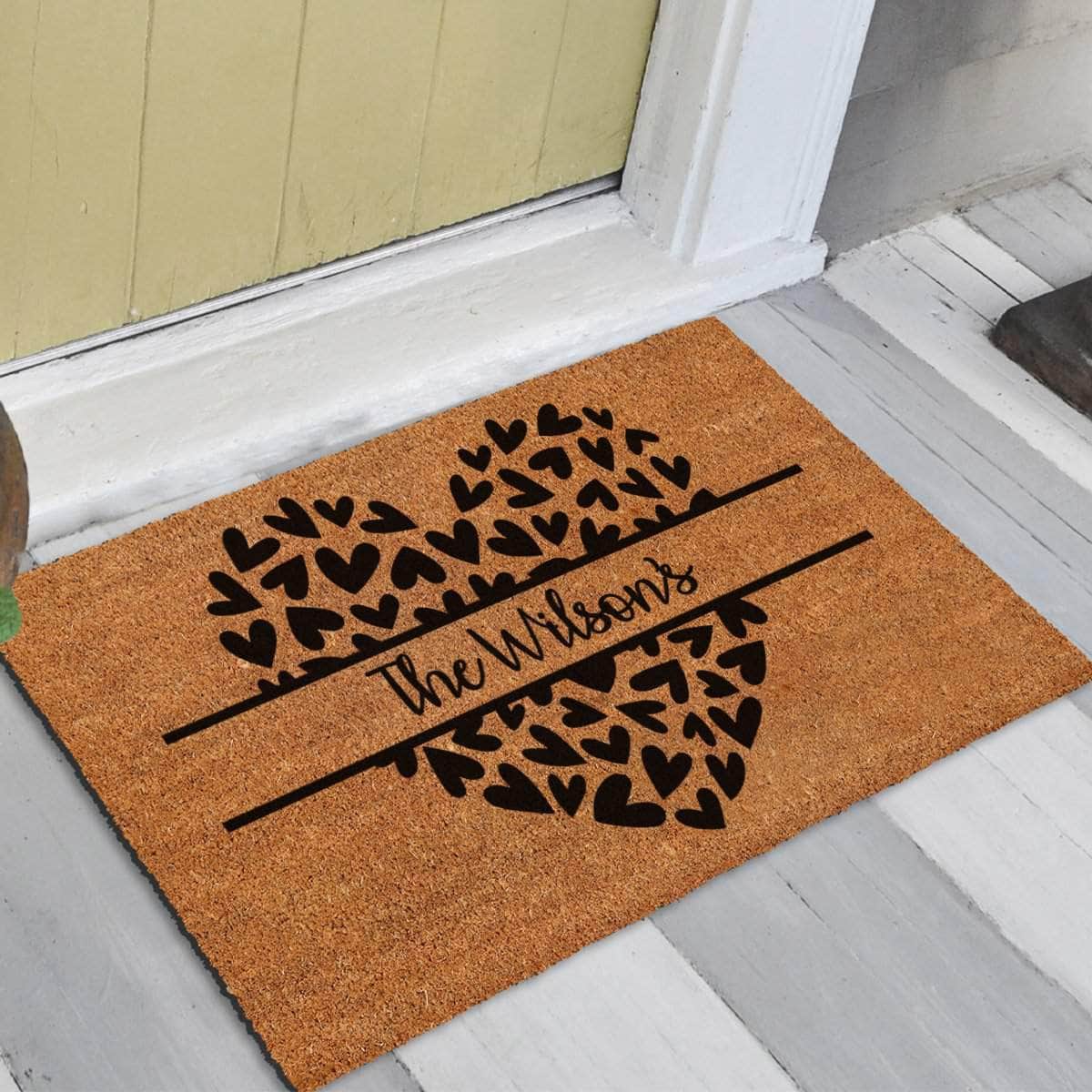 Personalised Heart Family Name - Doormat