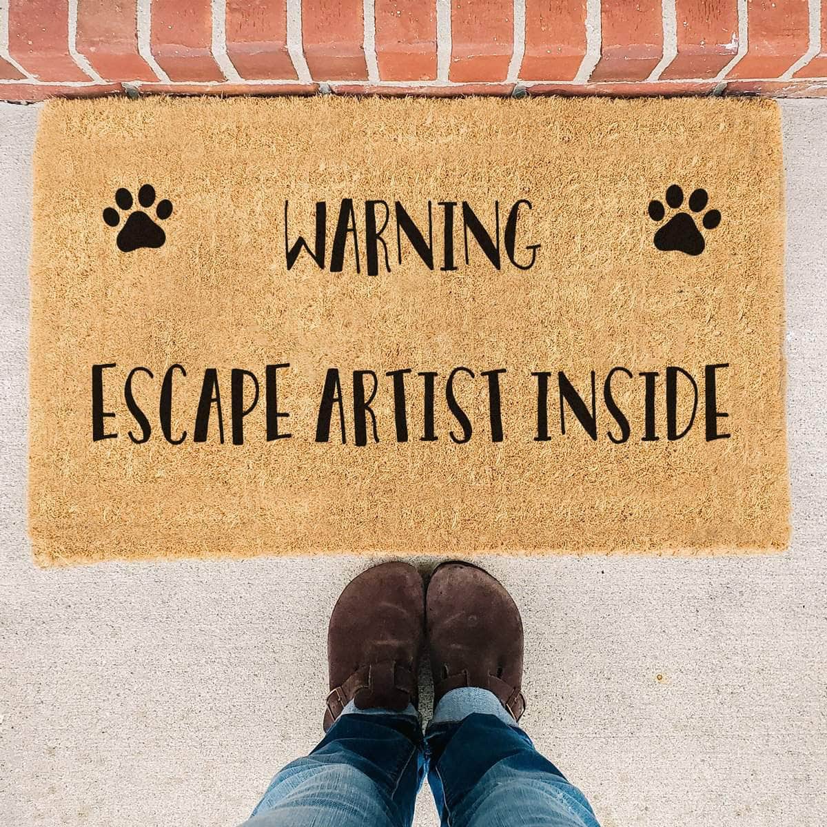 Warning Escape Artist Inside - Doormat