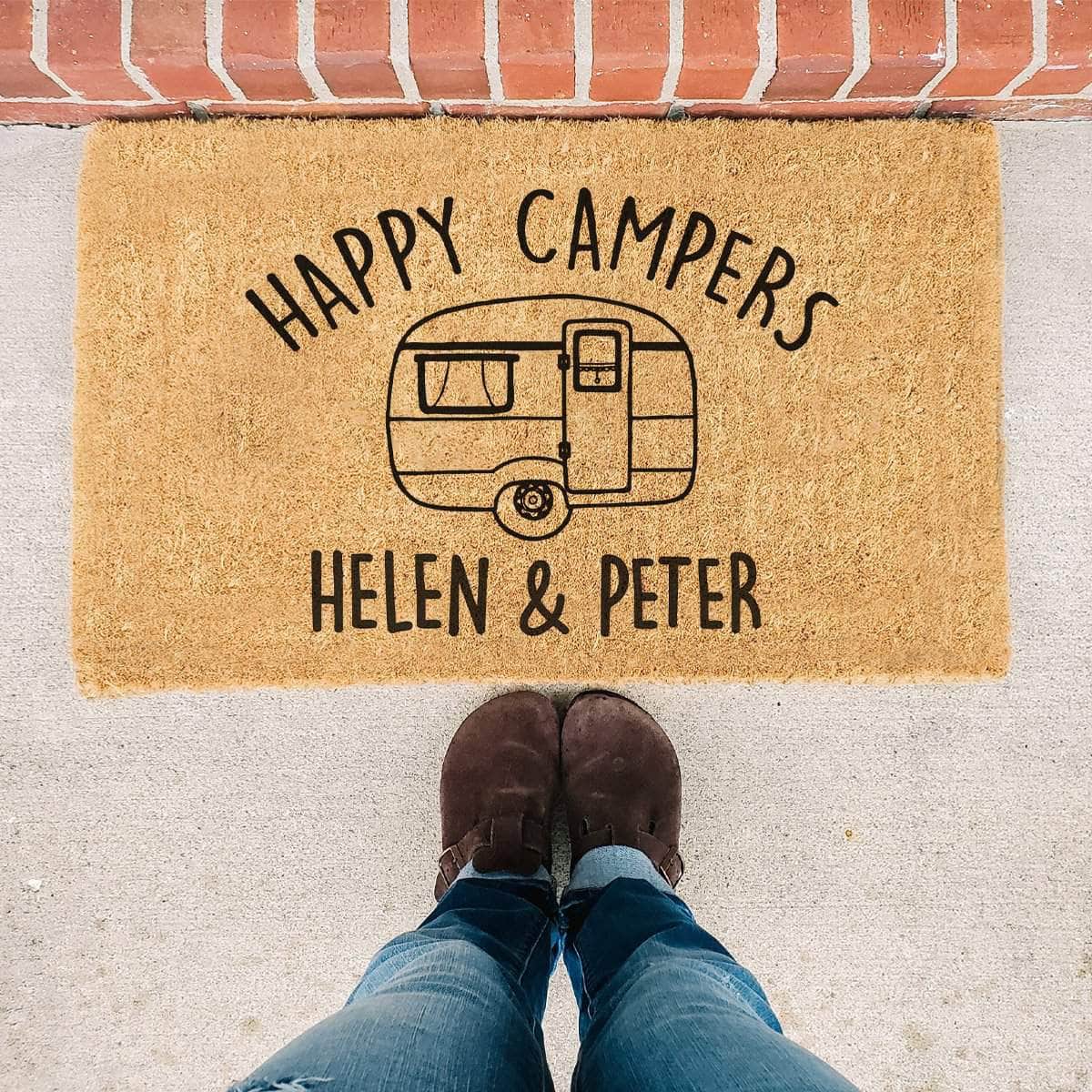 Personalized Happy Campers Name Doormat